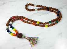  Seven Chakra Healing Mala – Rudraksha & Stone Beads for Yoga, Meditation & Energy Balance