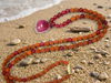 Pink Jade Rudraksha Meditation Mala with Stone Pendant | Prayer Beads for Yoga 