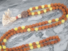 Rudraksha & Yellow Jade Mala Beads – Sunny Forest Yoga Prayer Necklace