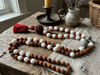 Healing Moonstone Coral Rudraksha Mala Beads – Handmade Prayer & Meditation Necklace