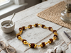 Rudraksha Prayer Beads Mala with Golden Caps – 108 Bead Healing Meditation Necklace
