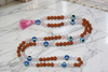 Rose Quartz Evil Eye Mala Beads – Handmade Healing Energy Stone Protection Necklace