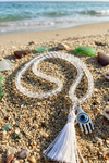 Himalayan Quartz Crystal Yoga Mala Evil Eye Hamsa Necklace