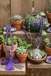 Spiritual Amethyst Yoga Mala – 108 Beads Hamsa Hand Prayer Necklace