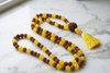 Yoga Mala Prayer Beads – Rudraksha & Yellow Jade Japamala for Meditation, Healing & Spiritual Balance