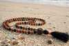 Yoga Mala Meditation Beads | Rudraksha & Black Agate Earthing Prayer Mala Necklace
