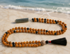 Handmade Rudraksha & Onyx Yoga Mala Beads | Meditation Chakra Necklace