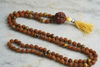 Rudraksha Guru Bead Mala – Handmade Natural Stone Yoga Meditation Necklace