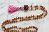 Love Healing Mala Necklace Rose Quartz & Rudraksha Beads – Heart Chakra Meditation Japa Mala