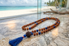 Sacred Blue Agate Japamala Prayer Beads | Buddhist Meditation Mala Necklace