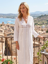 Womens White Cotton Floral Embroidered Tunic Dress – Boho Beach Cover-Up , S