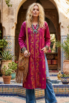 Bright Pink Embroidered Cotton Tunic – Boho Summer Top & Beach Cover-Up  L