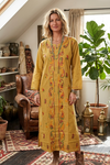 Sunny Days Yellow Boho Cotton Tunic – Embroidered Summer Top & Beach Cover-Up  L
