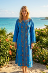 Sky Blue Boho Cotton Kurti – Lightweight Handcrafted Tunic Top, Summer Beach Cover-Up L