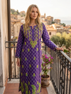 Women’s Hand Embroidered Indigo Blue Cotton Tunic Dress – Boho Summer Kurti L