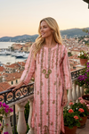 Light Peach Boho Tunic – Embroidered Cotton Summer Beach Cover-Up for Women  L