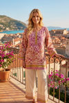 Pink Silk Kurti – Hand Embroidered Boho Blush Kurti Tunic for Women  2XL