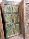 Antique Carved Closet Door Blue Floral Hinged or Sliding Barn Door Panel 80x35