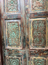Antique Carved Closet Door Blue Floral Hinged or Sliding Barn Door Panel 80x35