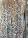 Tree of Life Wood Wall Art Hand Carved Panel Blue Wash Rustic Barn Door 80