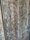 Tree of Life Wood Wall Art Hand Carved Panel Blue Wash Rustic Barn Door 80