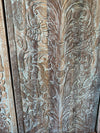 Tree of Life Wood Wall Art Hand Carved Panel Blue Wash Rustic Barn Door 80