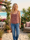 Women’s Brown Strap Beach Tank Top – Boho Summer Crop Top SM