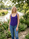 Blue Embroidered Neck Strap Tank Top for Women | Boho Sleeveless Summer Top  SM