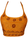 Womens Halter Top, Orange Embroidered Beach Tank Top, S