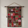 Indian Sari Tapestry Multi Red Beaded Wall Hanging – Handcrafted Boho Wall Decor