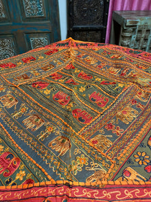  Boho Orange Tapestry Elephant Embroidered Bed Throw Wall Decor