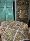 Sari Tapestry, Brown Golden Embroidered Bed Throw, Headboard, Indian Tapestry