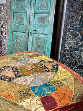 Vintage sari Patchwork beaded Tapestry, Gypsy sari decor, Bohemian Wall Hanging