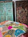 Pink Blue Embroidered Bed Throw, Rhapsody Decor Tapestry, Headboard Indian Tapestry