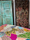 Pink Blue Embroidered Bed Throw, Rhapsody Decor Tapestry, Headboard Indian Tapestry