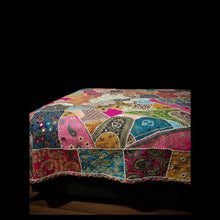  Pink Blue Embroidered Bed Throw – Indian Tapestry Headboard Decor