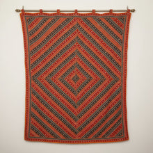  Beaded Indian Tapestry – Red & Orange Boho Wall Hanging Decor