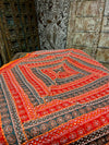 Beaded Indian Tapestry – Red & Orange Boho Wall Hanging Decor
