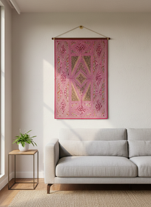  Pink Vintage Indian Tapestry – Bohemian Wall Hanging, Artistic Ethnic Wall Decor for Living Room