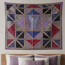  Purple Patchwork Wall Hanging – Handmade Embroidered Indian Tapestry Wall Decor