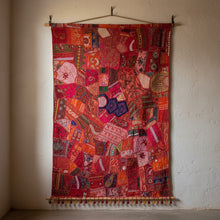  Boho Zardozi Indian Sari Tapestry – Pink Passion Embroidered Wall Hanging Decor