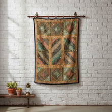  Orange Vintage Indian Tapestry – Bohemian Wall Hanging & Ethnic Patchwork Décor
