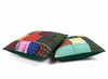 Handmade Dark Green Patchwork Cushion Covers – Vintage Sari Boho Throw Pillows for Sofa