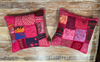 Handmade Boho Patchwork Cushion Covers – Vintage Sari Dark Pink Throw Pillows