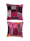 Handmade Boho Patchwork Cushion Covers – Vintage Pink Throw Pillows for Sofa