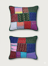 Handmade Boho Patchwork Cushion Covers – Vintage Dark Green Throw Pillows 