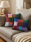 Handmade Patchwork Cushion Covers – Dark Green Boho Throw Pillow Covers for Sofa & Bed
