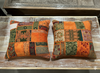  Boho Patchwork Cushion Covers – Orange Multi Decorative Throw Pillows for Living Room