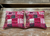 Boho Patchwork Cushion Covers – Pink Multi Decorative Throw Pillows for Living Room 