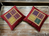 Boho Dark Red Patchwork Cushion Covers – Vintage Sari Decorative Throw Pillows